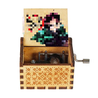 HKM-681171 Demon Slayer Hand Cranked Wooden Music Box - Unique Carved Design