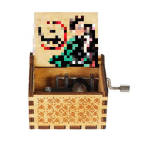 HKM-681171 Demon Slayer Hand Cranked Wooden Music Box - Unique Carved Design