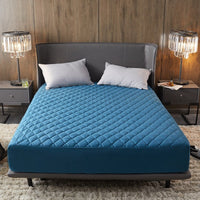 HKM-681171 Waterproof Solid Color Quilted Fitted Sheet for Medium and High Mattresses