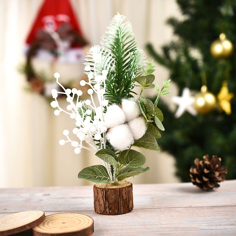 HKM-681299 Mini Christmas Tree Decoration - 25cm Wooden Photography Prop in Various Colors