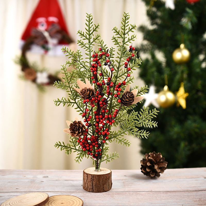 HKM-681299 Mini Christmas Tree Decoration - 25cm Wooden Photography Prop in Various Colors