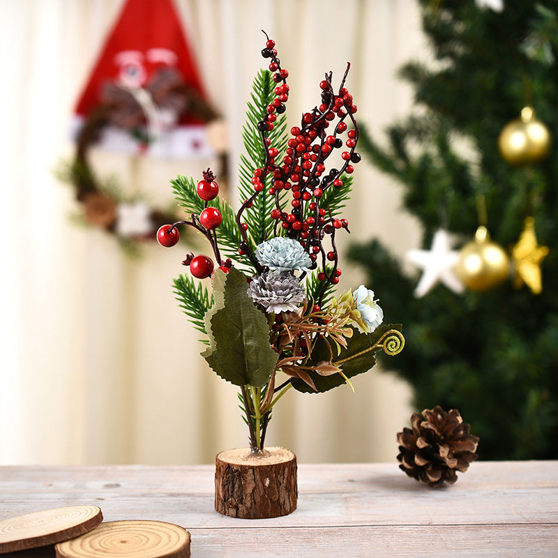 HKM-681299 Mini Christmas Tree Decoration - 25cm Wooden Photography Prop in Various Colors
