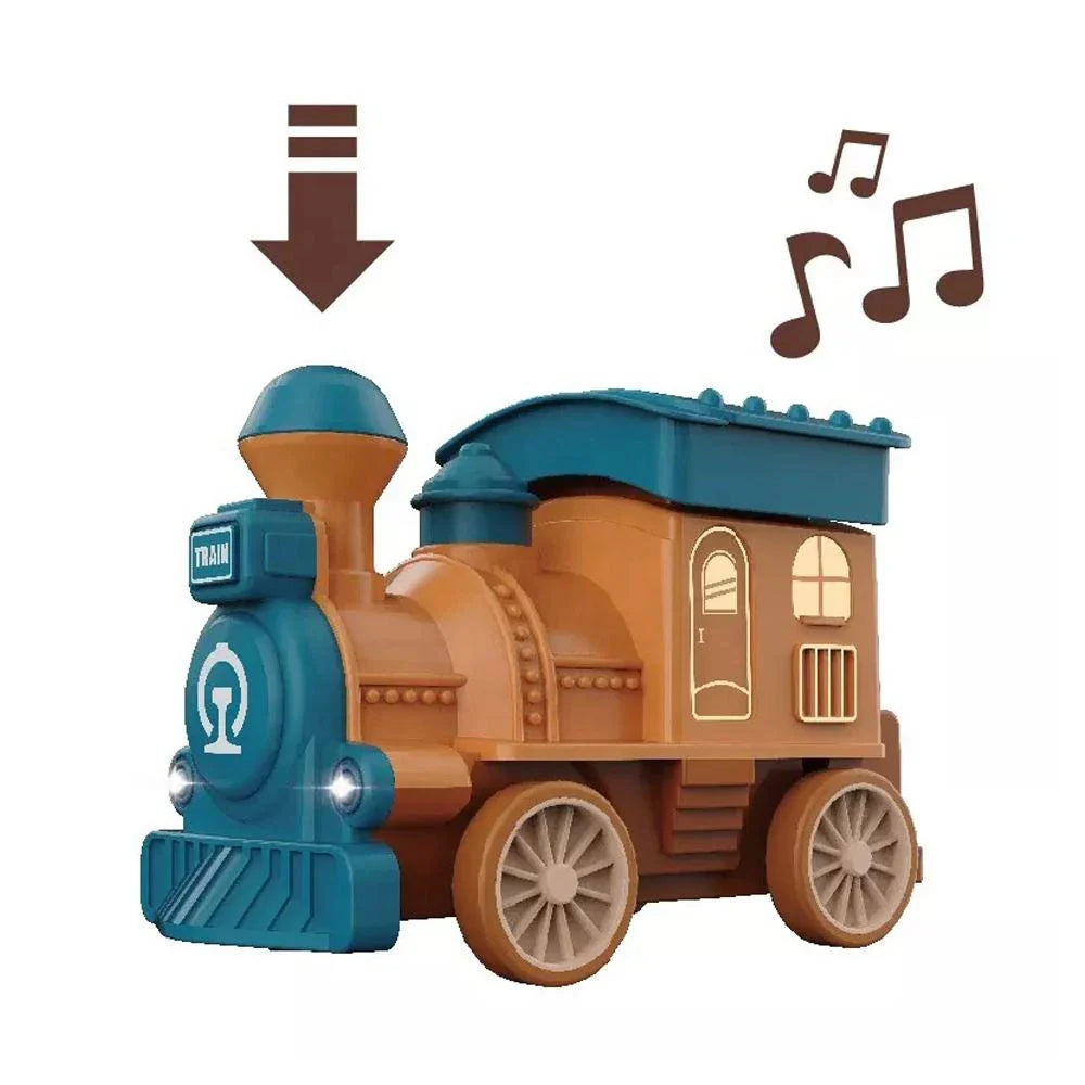 HKM-681427 Friction Inertia Train Toy with Music for Kids - Assembly Puzzle Hand Push-Pull Play Car