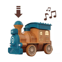 HKM-681427 Friction Inertia Train Toy with Music for Kids - Assembly Puzzle Hand Push-Pull Play Car