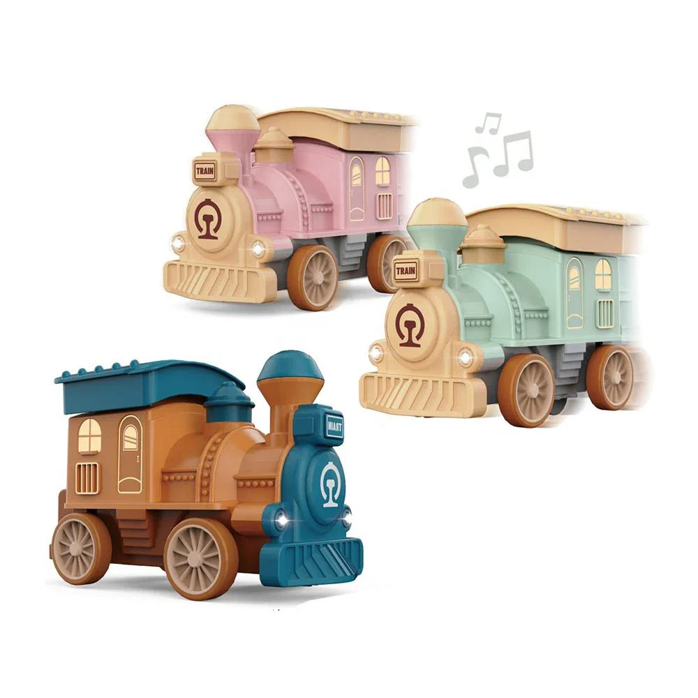 HKM-681427 Friction Inertia Train Toy with Music for Kids - Assembly Puzzle Hand Push-Pull Play Car