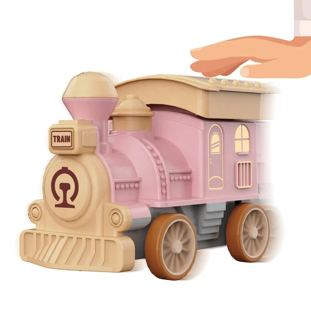 HKM-681427 Friction Inertia Train Toy with Music for Kids - Assembly Puzzle Hand Push-Pull Play Car