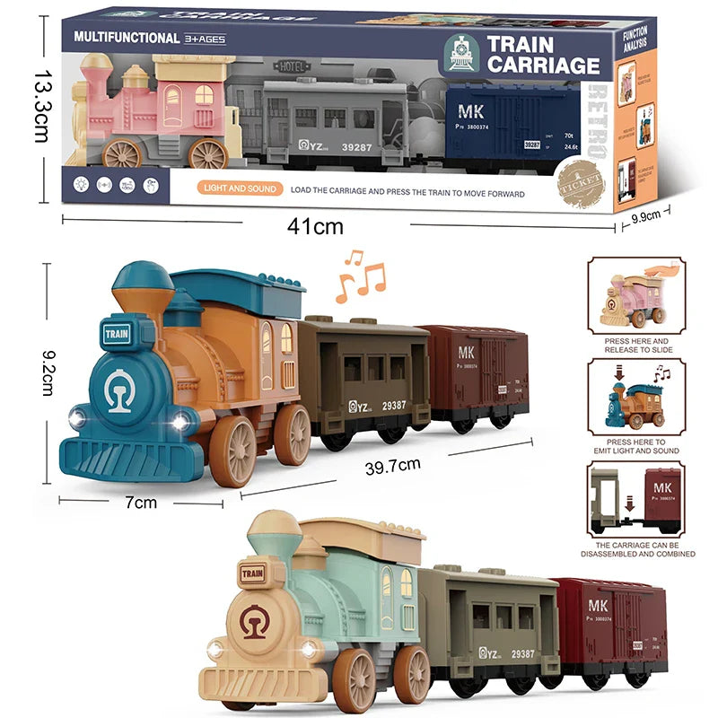 HKM-681427 Friction Inertia Train Toy with Music for Kids - Assembly Puzzle Hand Push-Pull Play Car