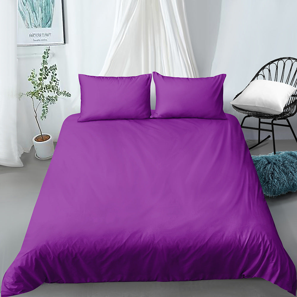 HKM-681491 Solid Color Three-Piece Bedding Set with Customizable Duvet Cover and Pillowcases