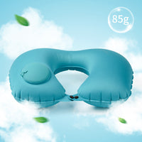 HKM-681619 Portable Inflatable U-Shaped Travel Pillow with Eye Mask and Earplugs