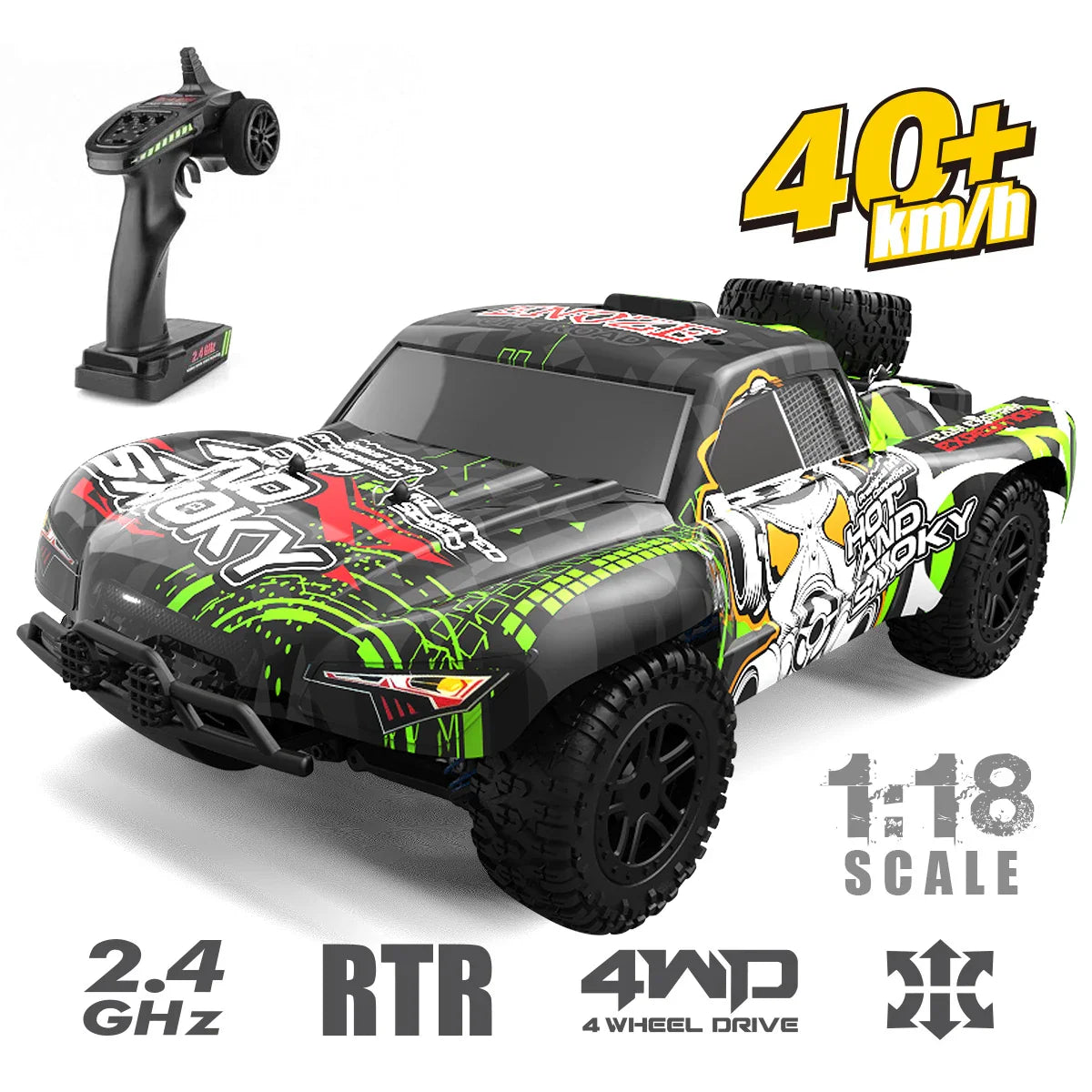 HKM-681747 4WD High-Speed Drifting RC Car Toy - 1/18 Scale Remote Control Vehicle for Kids and Beginners