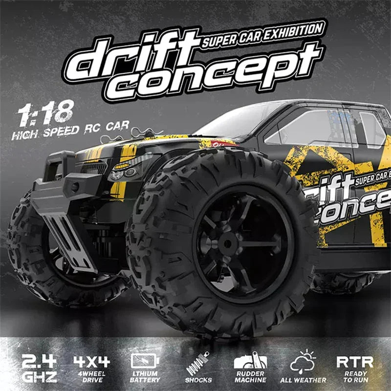 HKM-681747 4WD High-Speed Drifting RC Car Toy - 1/18 Scale Remote Control Vehicle for Kids and Beginners
