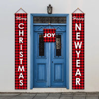 HKM-681939 Christmas Decorative Banner Set - Santa, Snowman, Moose & Elf Designs on Oxford Cloth and Polyester for Holiday Celebrations
