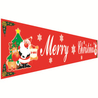 HKM-681939 Christmas Decorative Banner Set - Santa, Snowman, Moose & Elf Designs on Oxford Cloth and Polyester for Holiday Celebrations