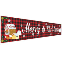 HKM-681939 Christmas Decorative Banner Set - Santa, Snowman, Moose & Elf Designs on Oxford Cloth and Polyester for Holiday Celebrations