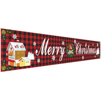 HKM-681939 Christmas Decorative Banner Set - Santa, Snowman, Moose & Elf Designs on Oxford Cloth and Polyester for Holiday Celebrations