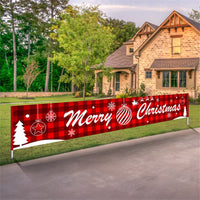 HKM-681939 Christmas Decorative Banner Set - Santa, Snowman, Moose & Elf Designs on Oxford Cloth and Polyester for Holiday Celebrations