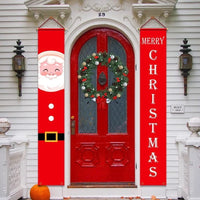 HKM-681939 Christmas Decorative Banner Set - Santa, Snowman, Moose & Elf Designs on Oxford Cloth and Polyester for Holiday Celebrations