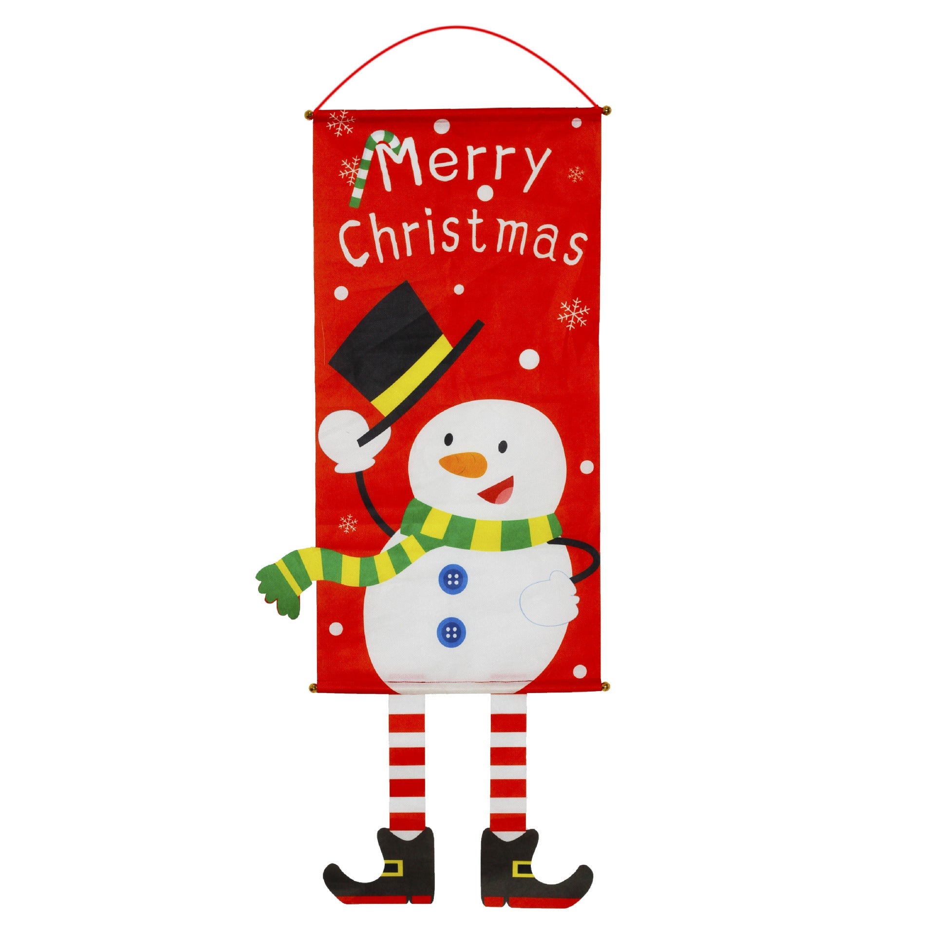 HKM-681939 Christmas Decorative Banner Set - Santa, Snowman, Moose & Elf Designs on Oxford Cloth and Polyester for Holiday Celebrations