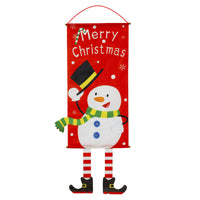 HKM-681939 Christmas Decorative Banner Set - Santa, Snowman, Moose & Elf Designs on Oxford Cloth and Polyester for Holiday Celebrations
