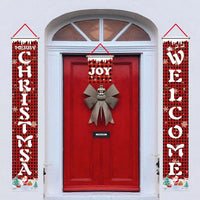 HKM-681939 Christmas Decorative Banner Set - Santa, Snowman, Moose & Elf Designs on Oxford Cloth and Polyester for Holiday Celebrations