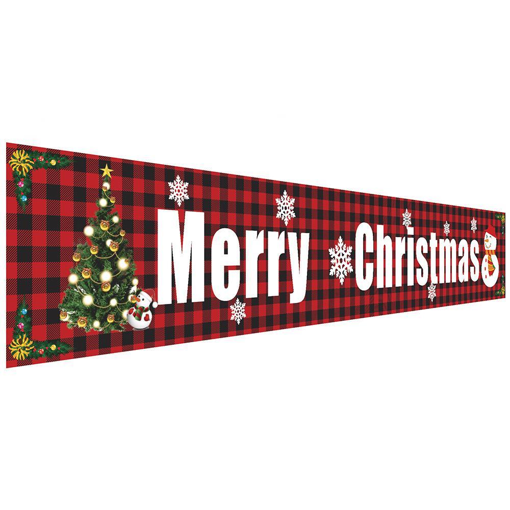 HKM-681939 Christmas Decorative Banner Set - Santa, Snowman, Moose & Elf Designs on Oxford Cloth and Polyester for Holiday Celebrations