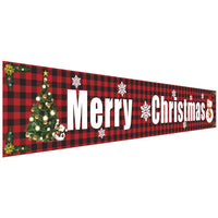 HKM-681939 Christmas Decorative Banner Set - Santa, Snowman, Moose & Elf Designs on Oxford Cloth and Polyester for Holiday Celebrations