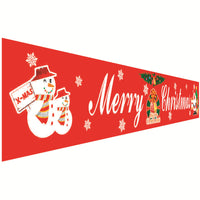 HKM-681939 Christmas Decorative Banner Set - Santa, Snowman, Moose & Elf Designs on Oxford Cloth and Polyester for Holiday Celebrations