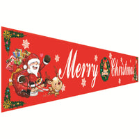 HKM-681939 Christmas Decorative Banner Set - Santa, Snowman, Moose & Elf Designs on Oxford Cloth and Polyester for Holiday Celebrations