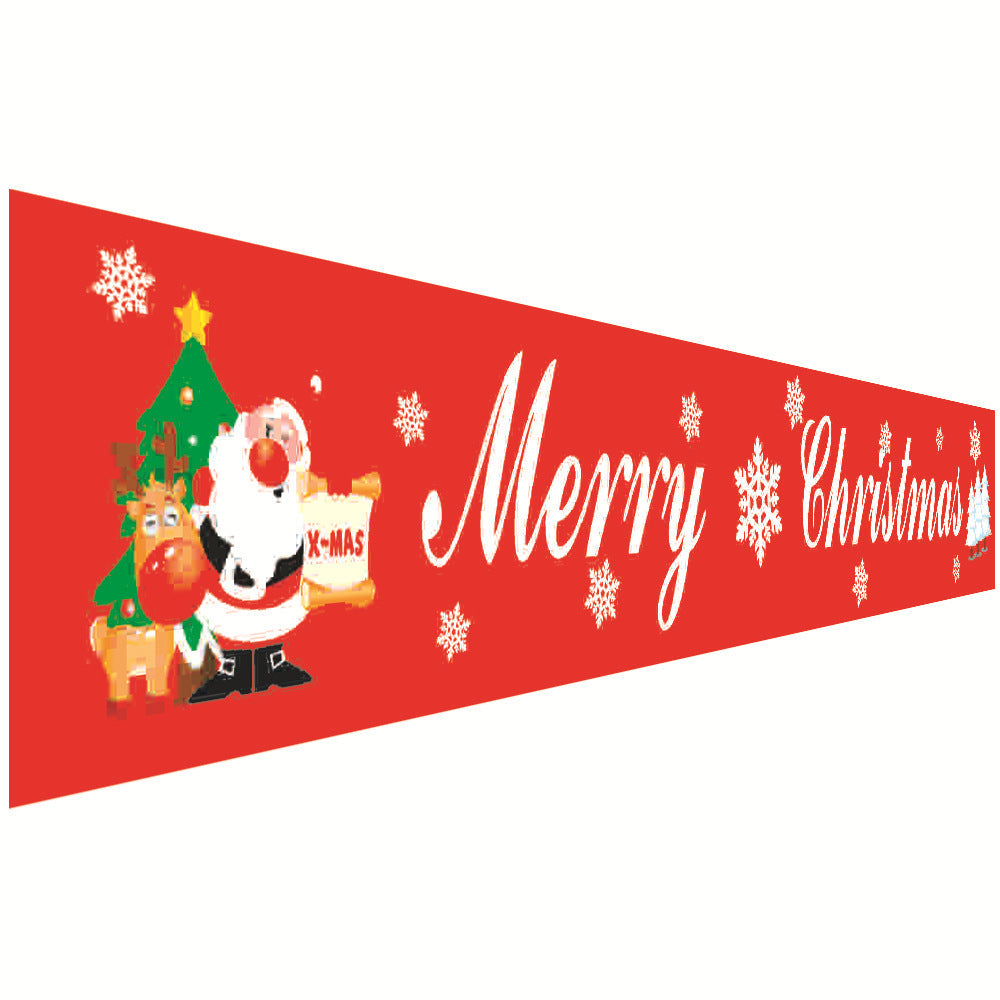 HKM-681939 Christmas Decorative Banner Set - Santa, Snowman, Moose & Elf Designs on Oxford Cloth and Polyester for Holiday Celebrations