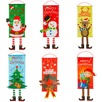 HKM-681939 Christmas Decorative Banner Set - Santa, Snowman, Moose & Elf Designs on Oxford Cloth and Polyester for Holiday Celebrations