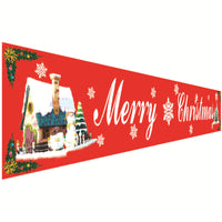 HKM-681939 Christmas Decorative Banner Set - Santa, Snowman, Moose & Elf Designs on Oxford Cloth and Polyester for Holiday Celebrations