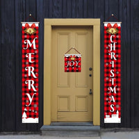 HKM-681939 Christmas Decorative Banner Set - Santa, Snowman, Moose & Elf Designs on Oxford Cloth and Polyester for Holiday Celebrations