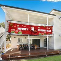 HKM-681939 Christmas Decorative Banner Set - Santa, Snowman, Moose & Elf Designs on Oxford Cloth and Polyester for Holiday Celebrations
