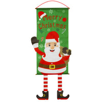 HKM-681939 Christmas Decorative Banner Set - Santa, Snowman, Moose & Elf Designs on Oxford Cloth and Polyester for Holiday Celebrations