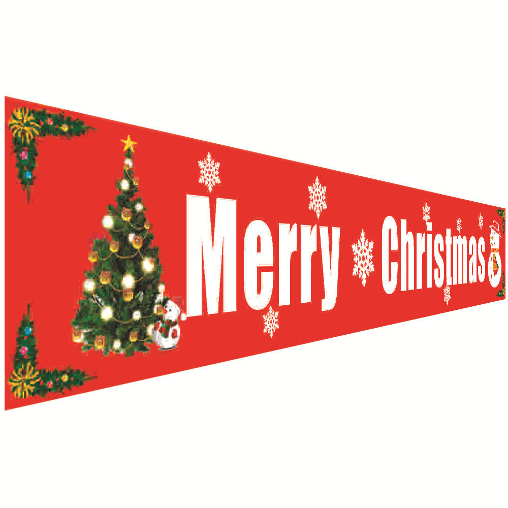 HKM-681939 Christmas Decorative Banner Set - Santa, Snowman, Moose & Elf Designs on Oxford Cloth and Polyester for Holiday Celebrations