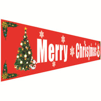 HKM-681939 Christmas Decorative Banner Set - Santa, Snowman, Moose & Elf Designs on Oxford Cloth and Polyester for Holiday Celebrations