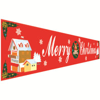 HKM-681939 Christmas Decorative Banner Set - Santa, Snowman, Moose & Elf Designs on Oxford Cloth and Polyester for Holiday Celebrations