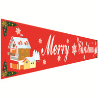 HKM-681939 Christmas Decorative Banner Set - Santa, Snowman, Moose & Elf Designs on Oxford Cloth and Polyester for Holiday Celebrations