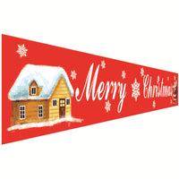HKM-681939 Christmas Decorative Banner Set - Santa, Snowman, Moose & Elf Designs on Oxford Cloth and Polyester for Holiday Celebrations