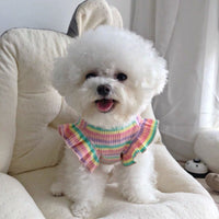 HKM-681939 Rainbow Striped Dog T-Shirt – Fashionable Sling Apparel for Pets