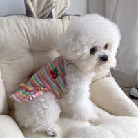 HKM-681939 Rainbow Striped Dog T-Shirt – Fashionable Sling Apparel for Pets