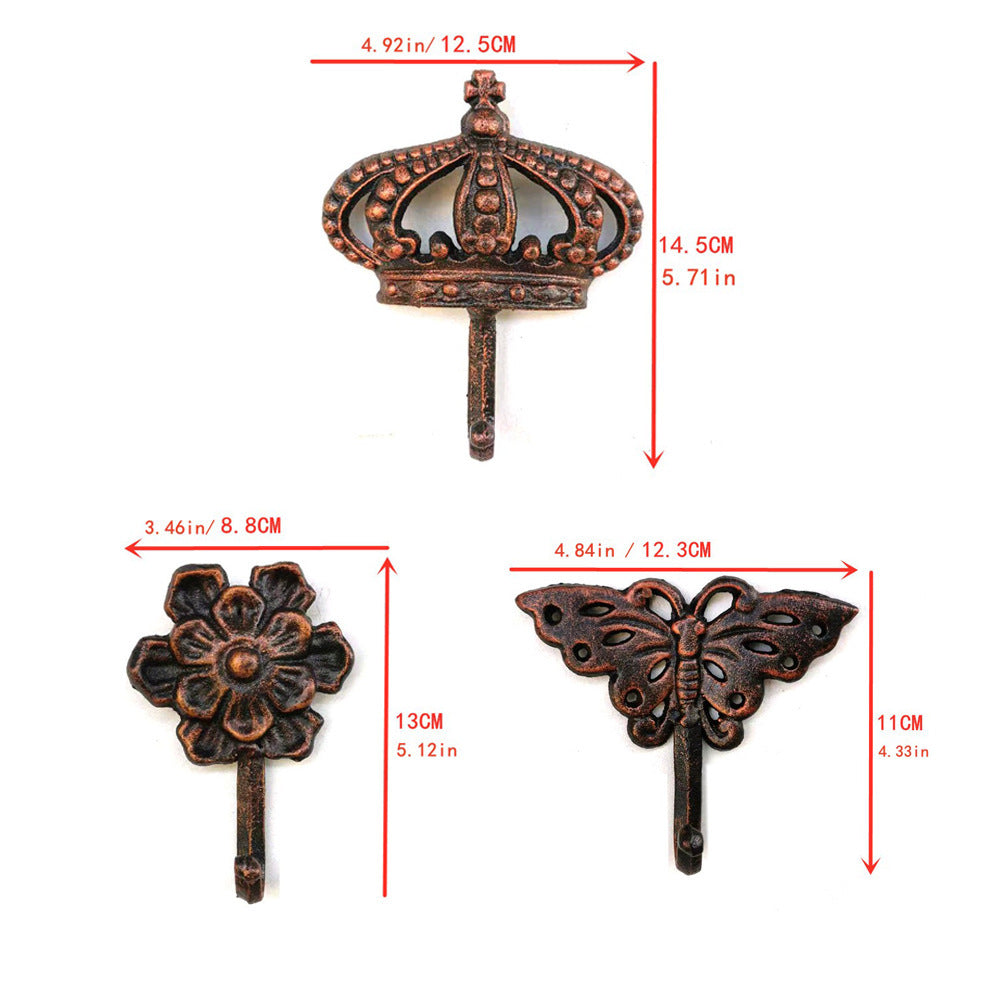 HKM-682003 European Style Wall-Mounted Retro Iron Hooks for Outdoor Decoration