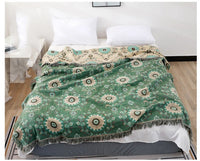 HKM-682131 Cotton Gauze Nordic Sofa Cover Towel - Modern Minimalist Design in Calendula Red and Green