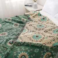 HKM-682131 Cotton Gauze Nordic Sofa Cover Towel - Modern Minimalist Design in Calendula Red and Green