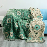 HKM-682131 Cotton Gauze Nordic Sofa Cover Towel - Modern Minimalist Design in Calendula Red and Green