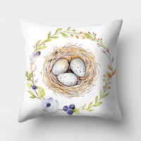 HKM-682131 Easter Bunny Watercolor Garland Pillow Cover in Peach Skin Fabric - 45x45 cm, Modern Style