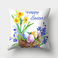HKM-682131 Easter Bunny Watercolor Garland Pillow Cover in Peach Skin Fabric - 45x45 cm, Modern Style