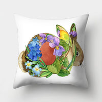 HKM-682131 Easter Bunny Watercolor Garland Pillow Cover in Peach Skin Fabric - 45x45 cm, Modern Style