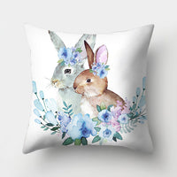 HKM-682131 Easter Bunny Watercolor Garland Pillow Cover in Peach Skin Fabric - 45x45 cm, Modern Style
