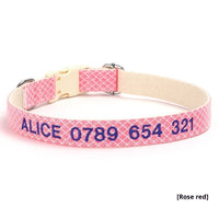 HKM-682195 Embroidered Anti-Lost Pet Collar with Phone Number Options in Various Colors and Sizes